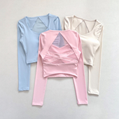 瑜伽服女专业春秋户外健身训练长袖 显瘦普拉提运动上衣 透气新款