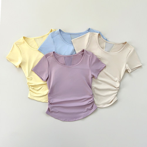 透气速干瑜伽短袖女夏季普拉提训练上衣修身显瘦晨跑步健身T恤