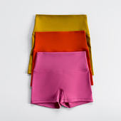 跑步健身热裤 打底三分裤 高腰紧身显瘦骑行瑜伽裤 蜜桃提臀运动短裤