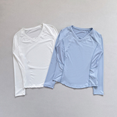 高级感运动上衣女秋冬修身 小V领速干瑜伽服跑步健身普拉提长袖