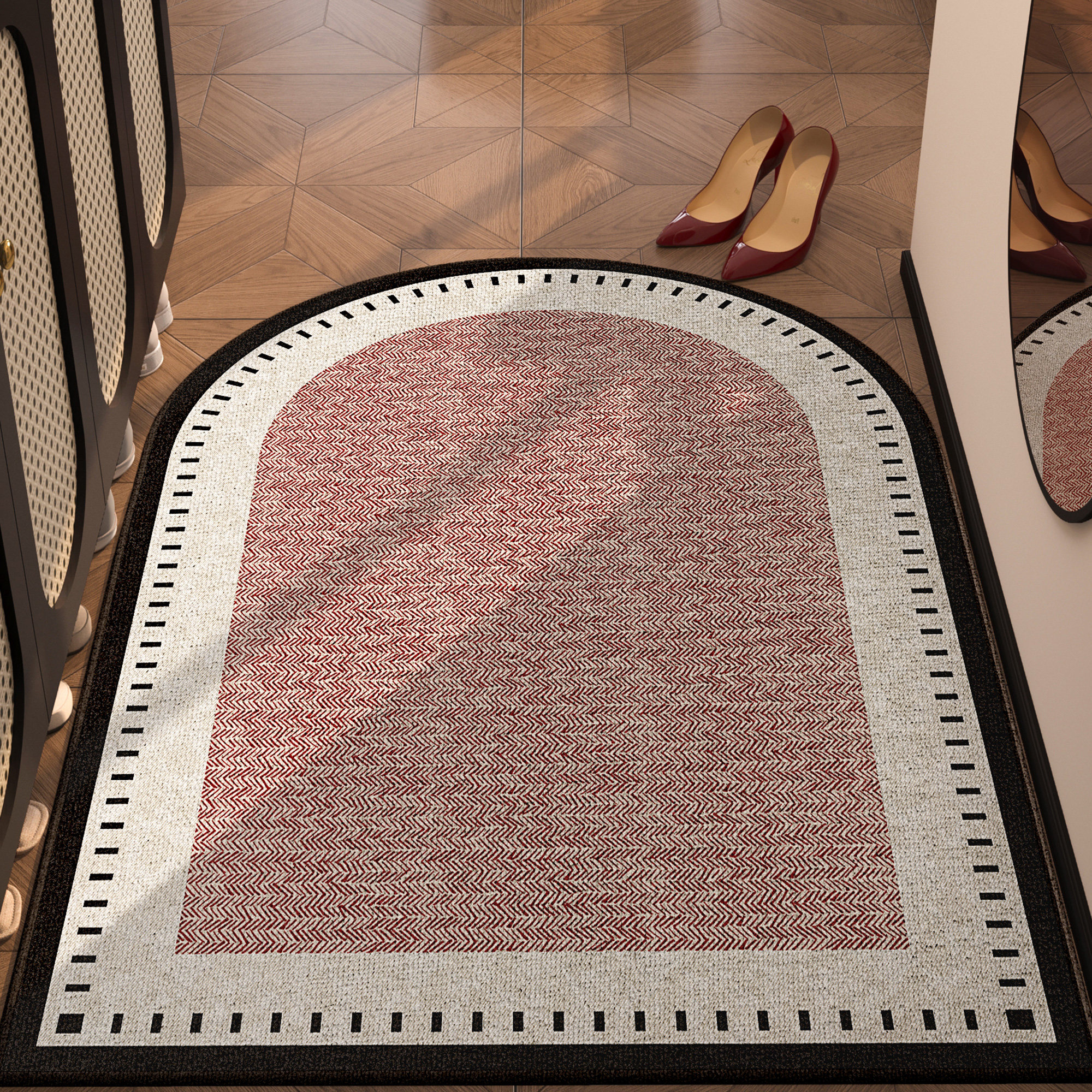 高级感中古风入户门地垫拱形进门地毯防滑门垫大门口耐脏定制脚垫