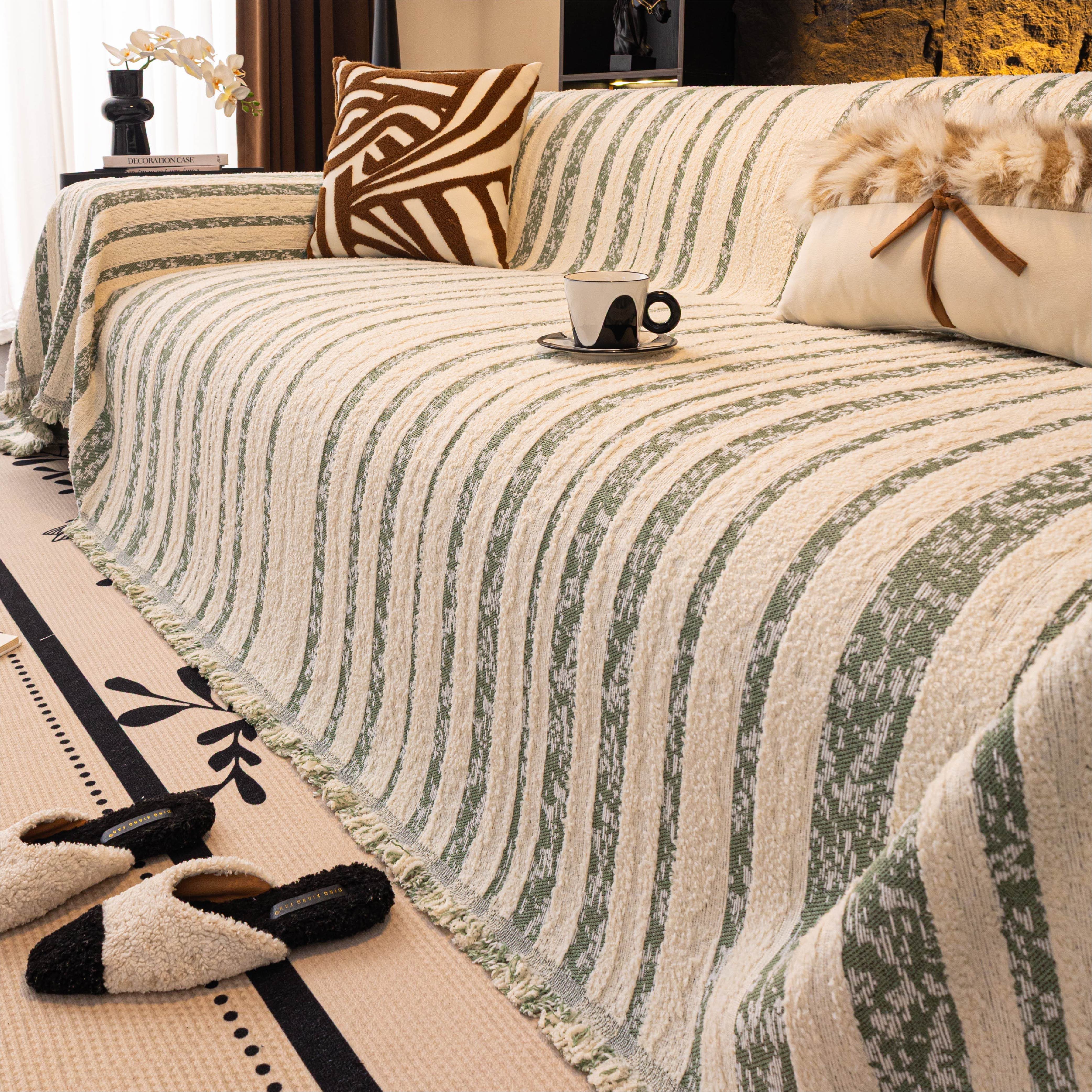 沙发盖布巾复古风2026新款绿色加厚四季通用防滑沙发垫套罩防猫抓,居家布艺,沙发垫,淘宝优惠券,粉丝福利购,淘宝优惠卷