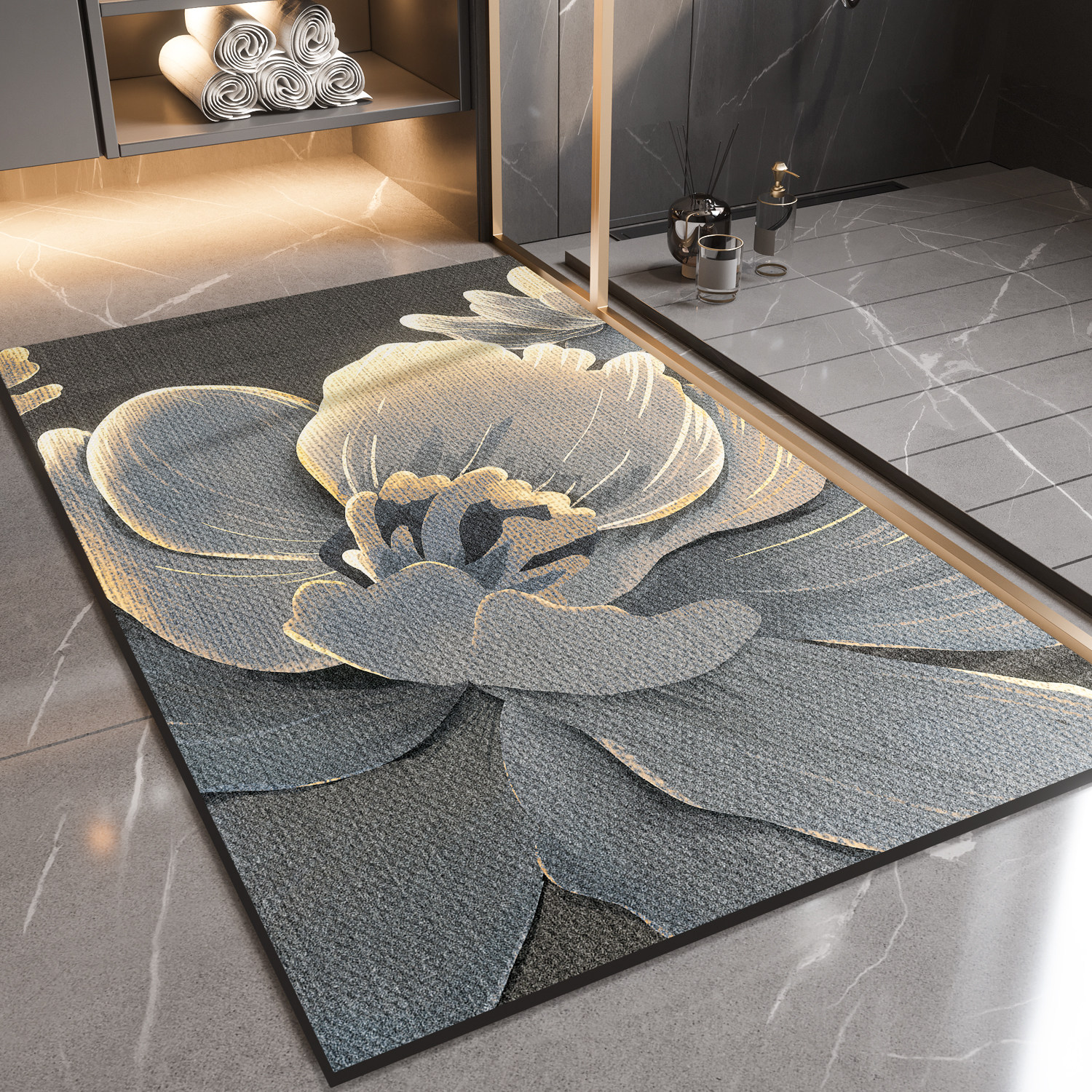 浴室地垫硅藻泥吸水速干耐脏卫生间门口防滑脚垫子洗手台全铺地毯