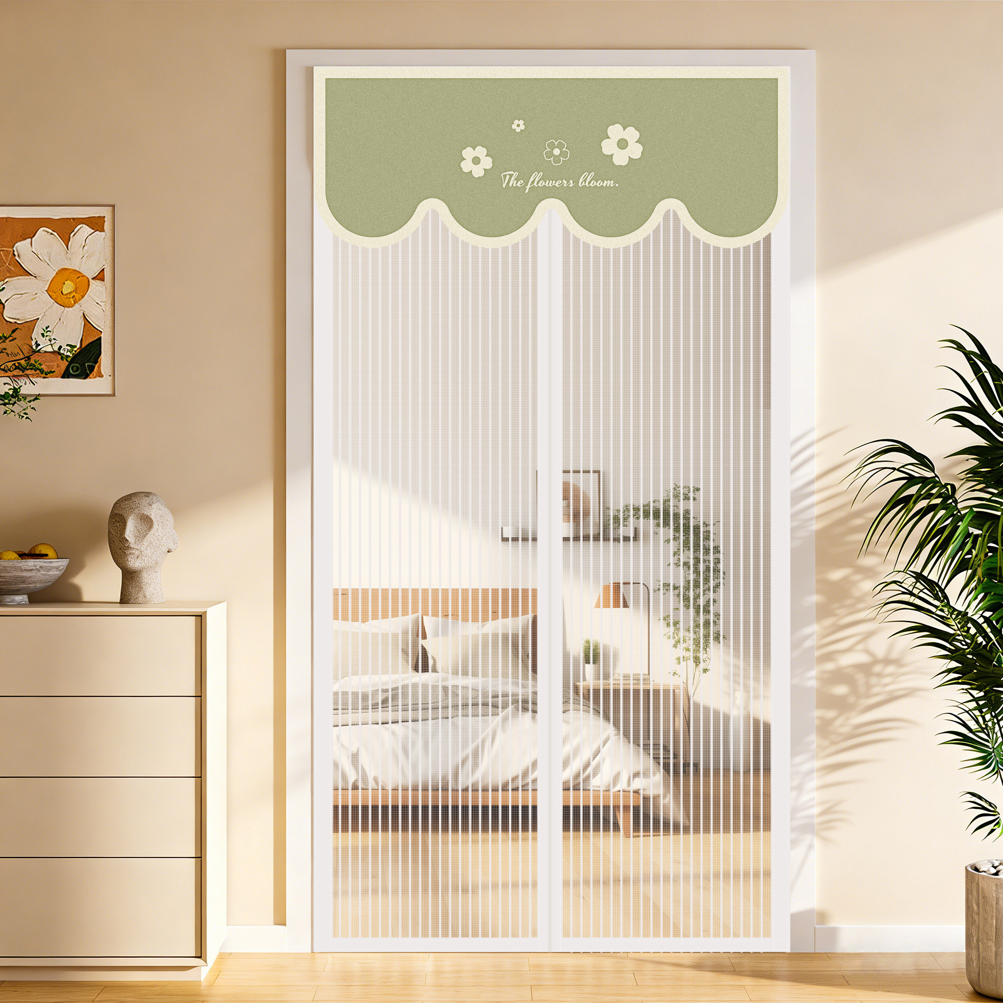 2026新款防蚊门帘磁吸纱门帘金刚网卧室家用带头帘隐私纱窗遮挡帘