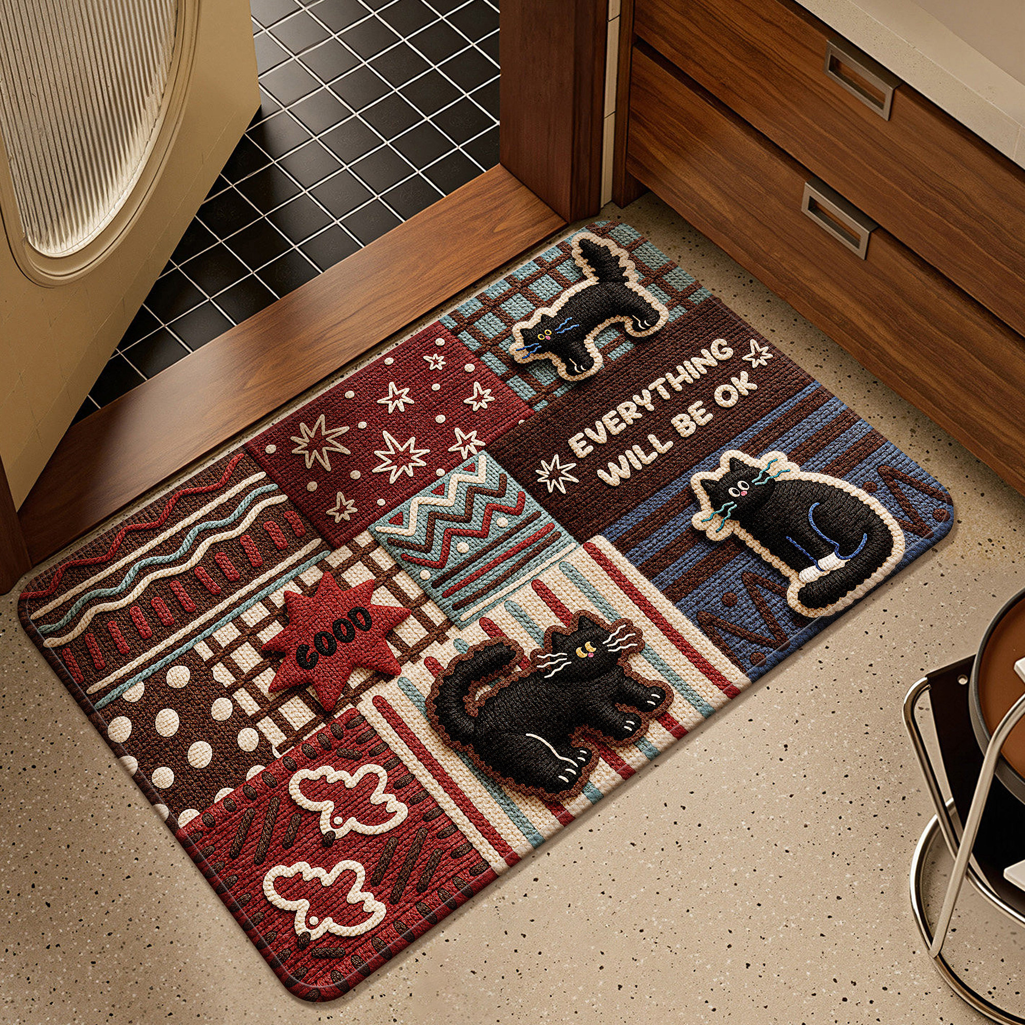 浴室地垫亚麻编织防滑脚垫卫生间吸水垫子厕所门口洗手间地毯卫浴