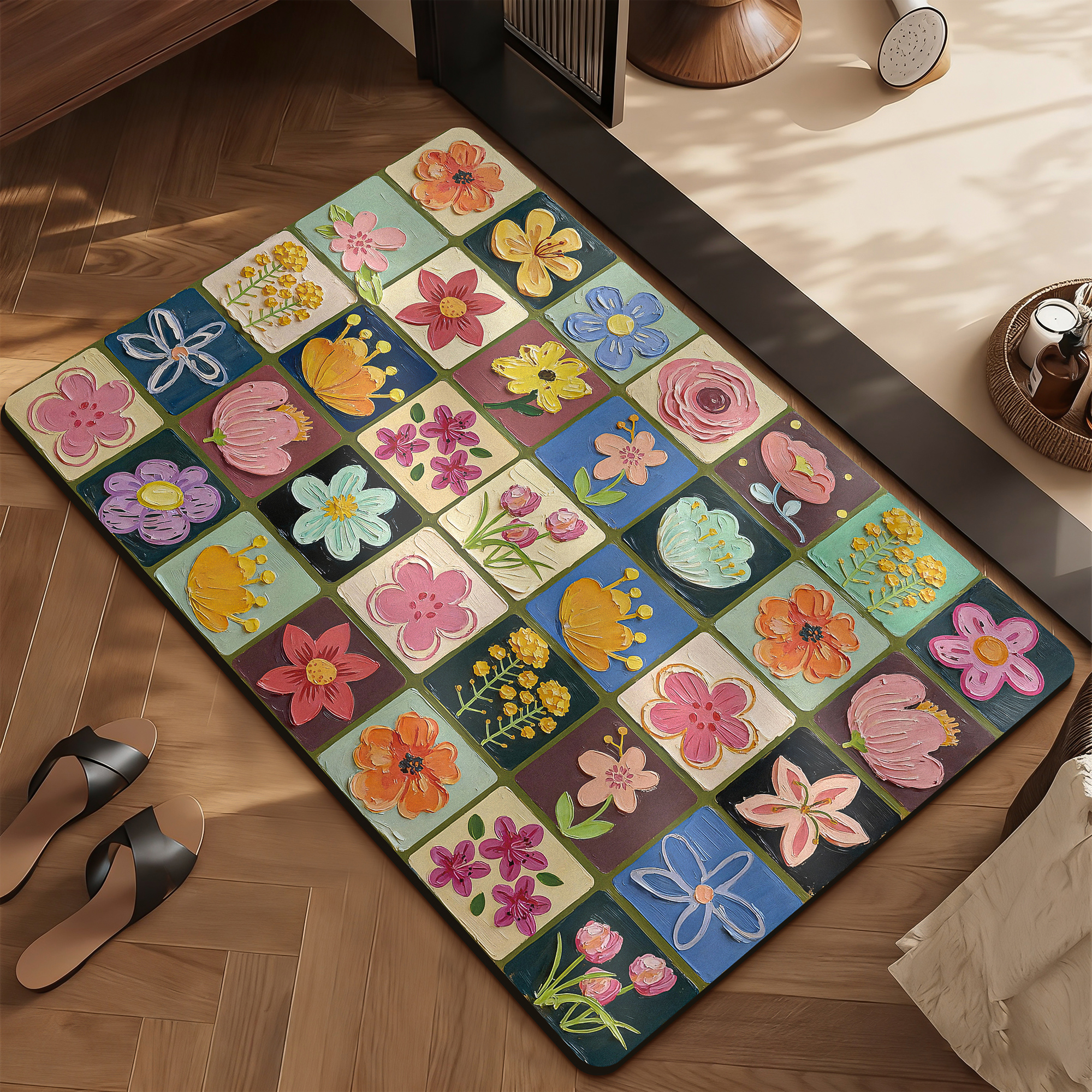 新款浴室地垫加厚复古速干脚垫