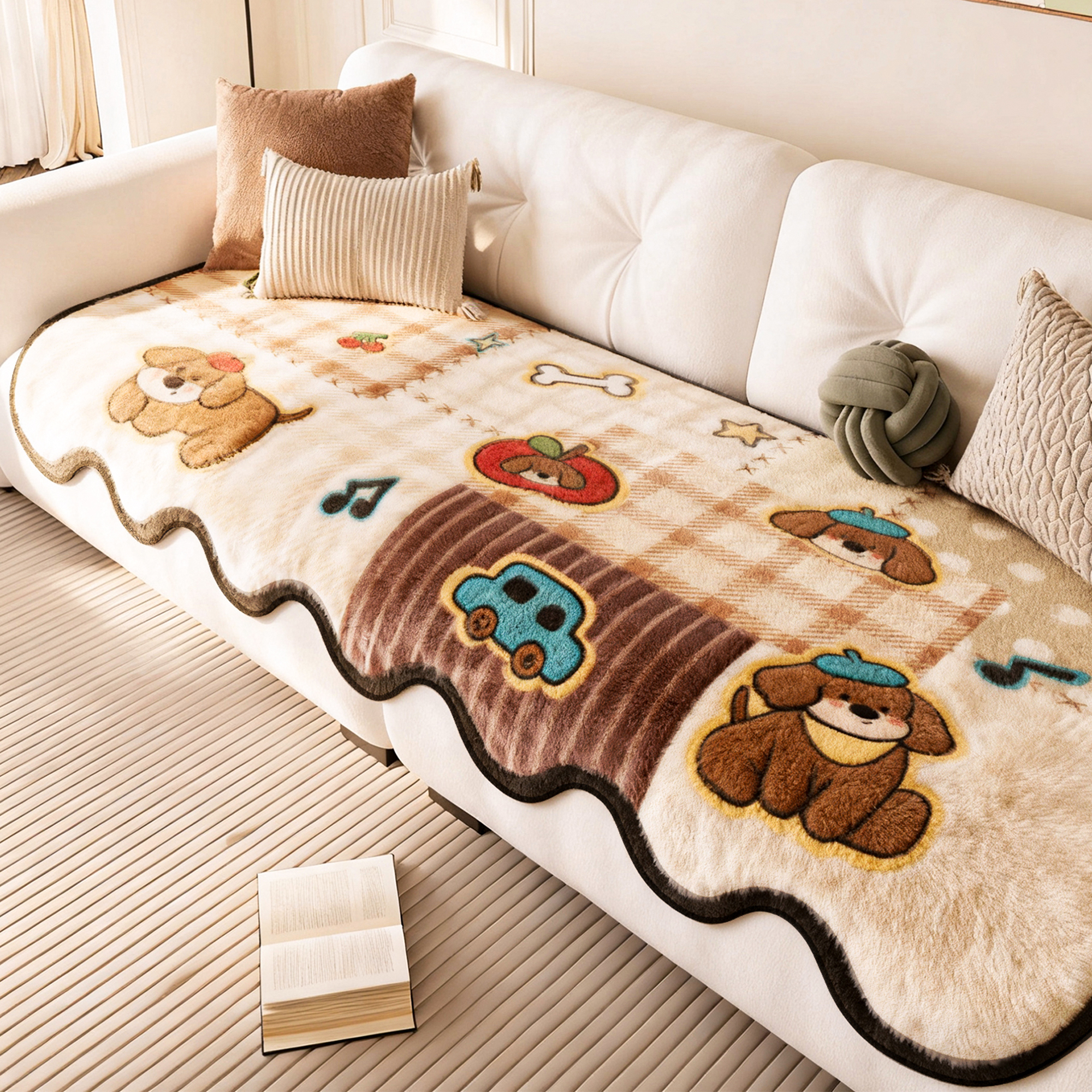 防水耐污重工毛绒沙发垫加厚