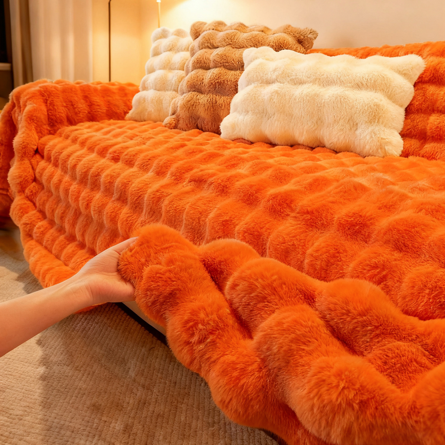 蓄热保暖沙发盖布垫高克重蓬松绒