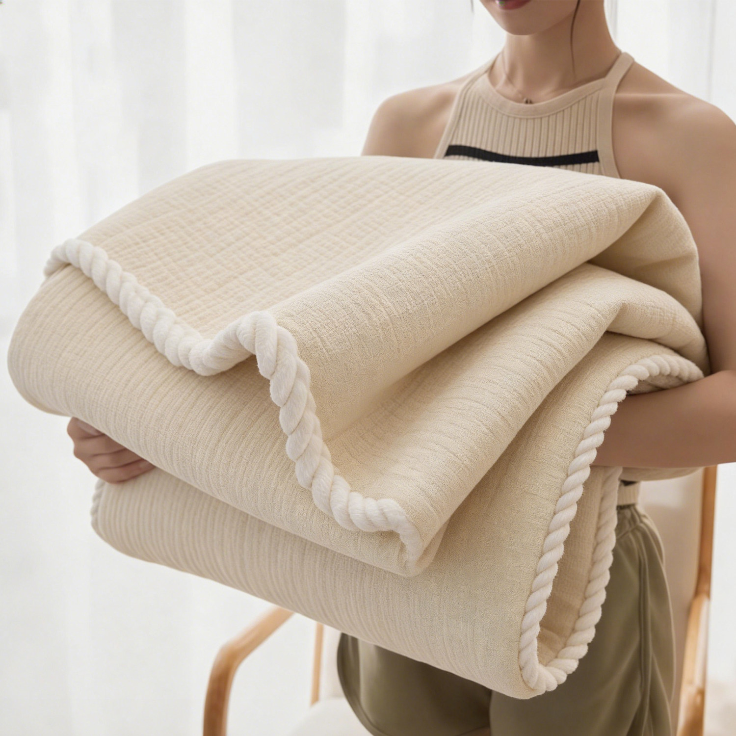 沙发垫四季通用2026新款奶油风法式高级感太空棉固定防滑坐垫盖布