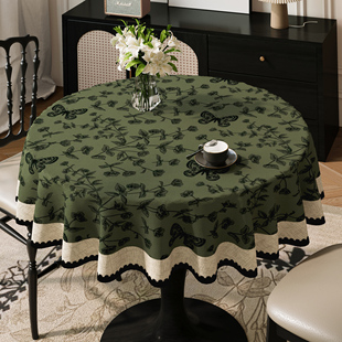 圆桌桌布防水防油布艺圆形餐桌台布2026新款轻奢高级感茶几桌盖布
