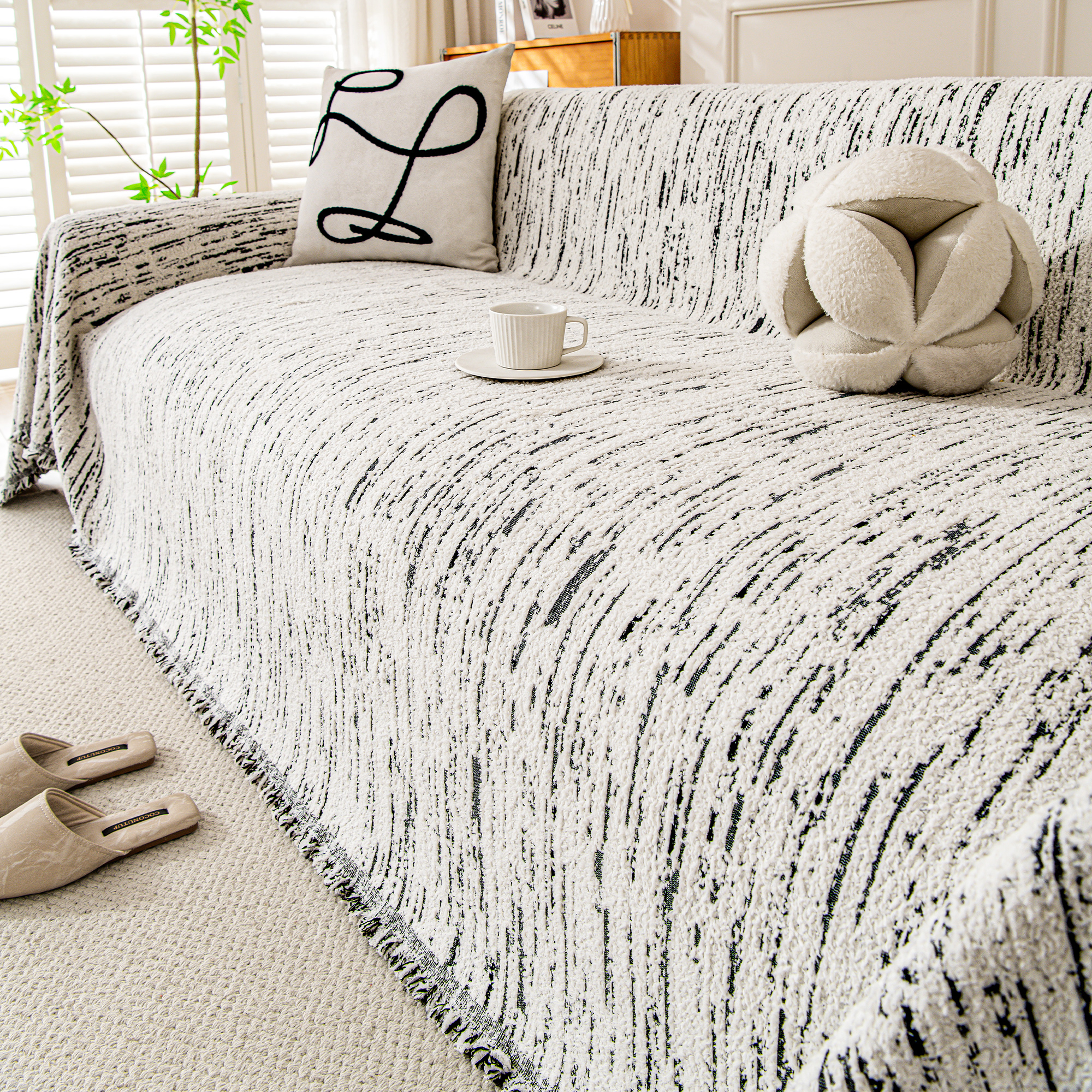 毛毛纱沙发盖布防猫抓冬季坐垫毯