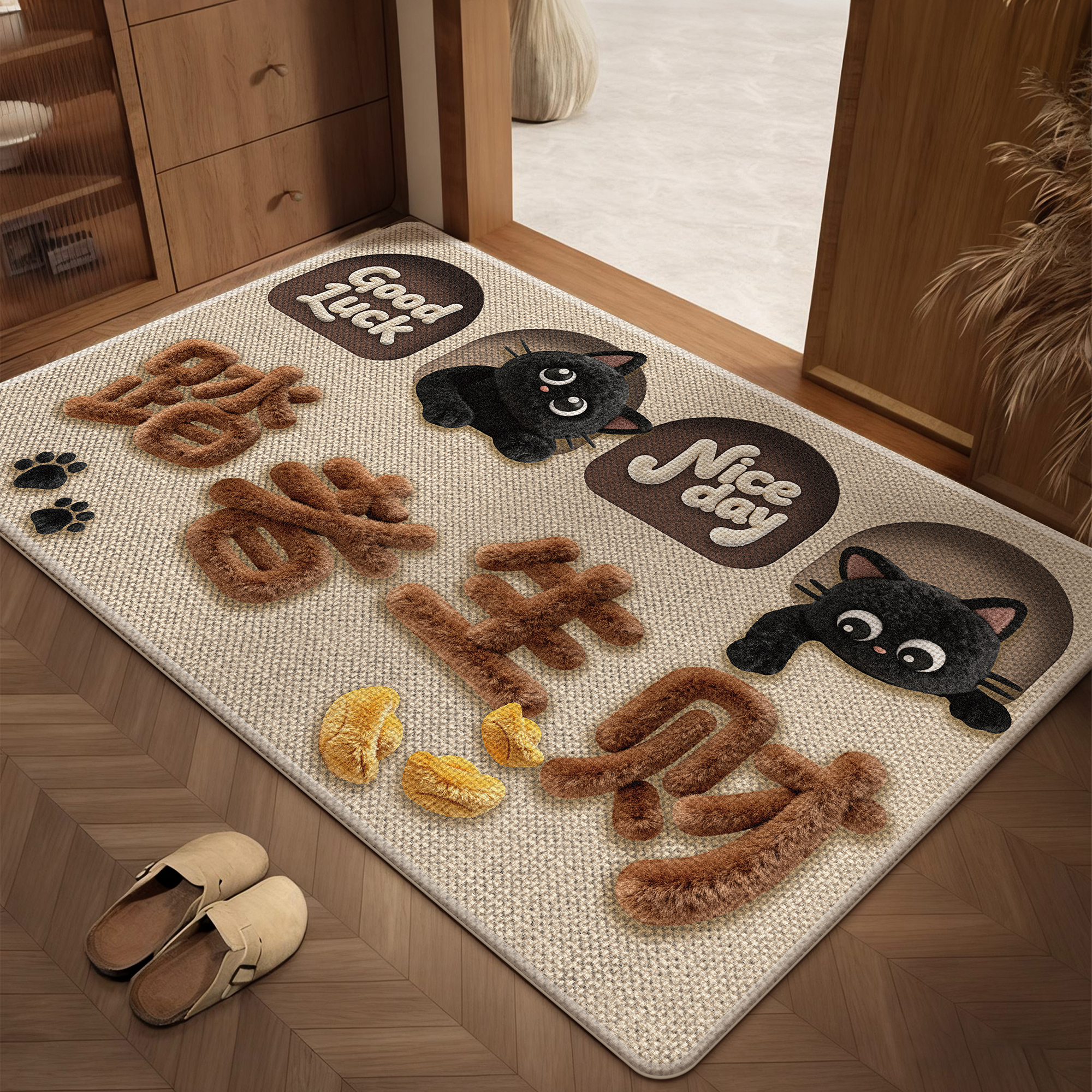 入户门地垫卡通可爱大门门口耐脏免洗脚垫家用玄关进门可裁剪地毯