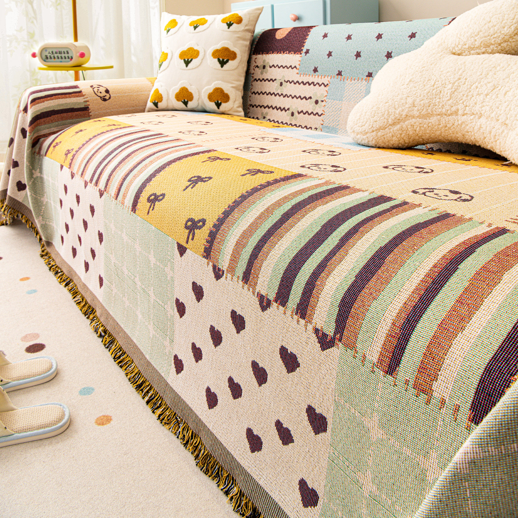 2026新款卡通沙发盖布四季通用高级感防猫抓沙发垫全盖套罩沙发巾