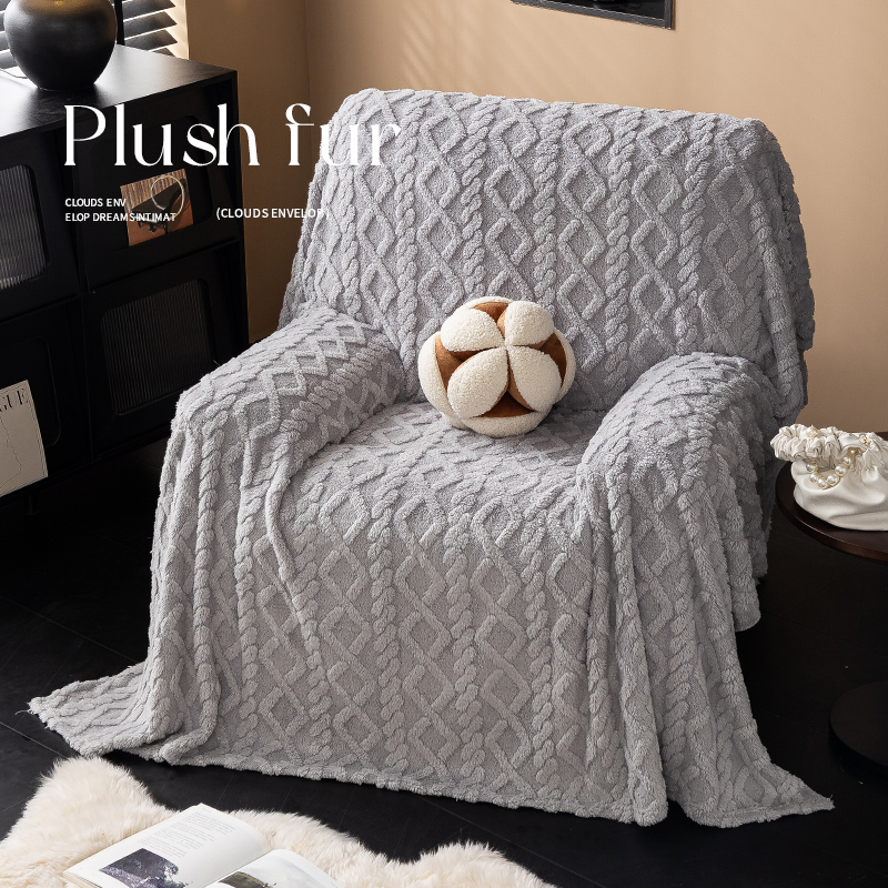 毛绒沙发垫子秋冬季2025新款防滑芝华士沙发套罩盖布巾三座一贵妃