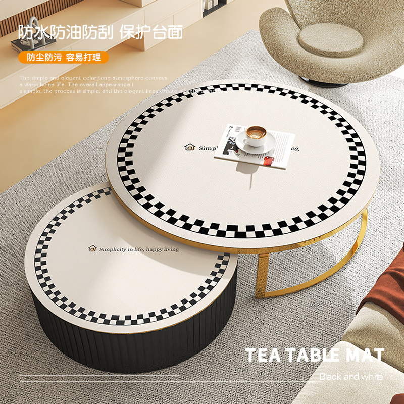 小圆桌圆形茶几垫免洗防油防水桌布轻奢高级感餐桌垫桌子保护垫子