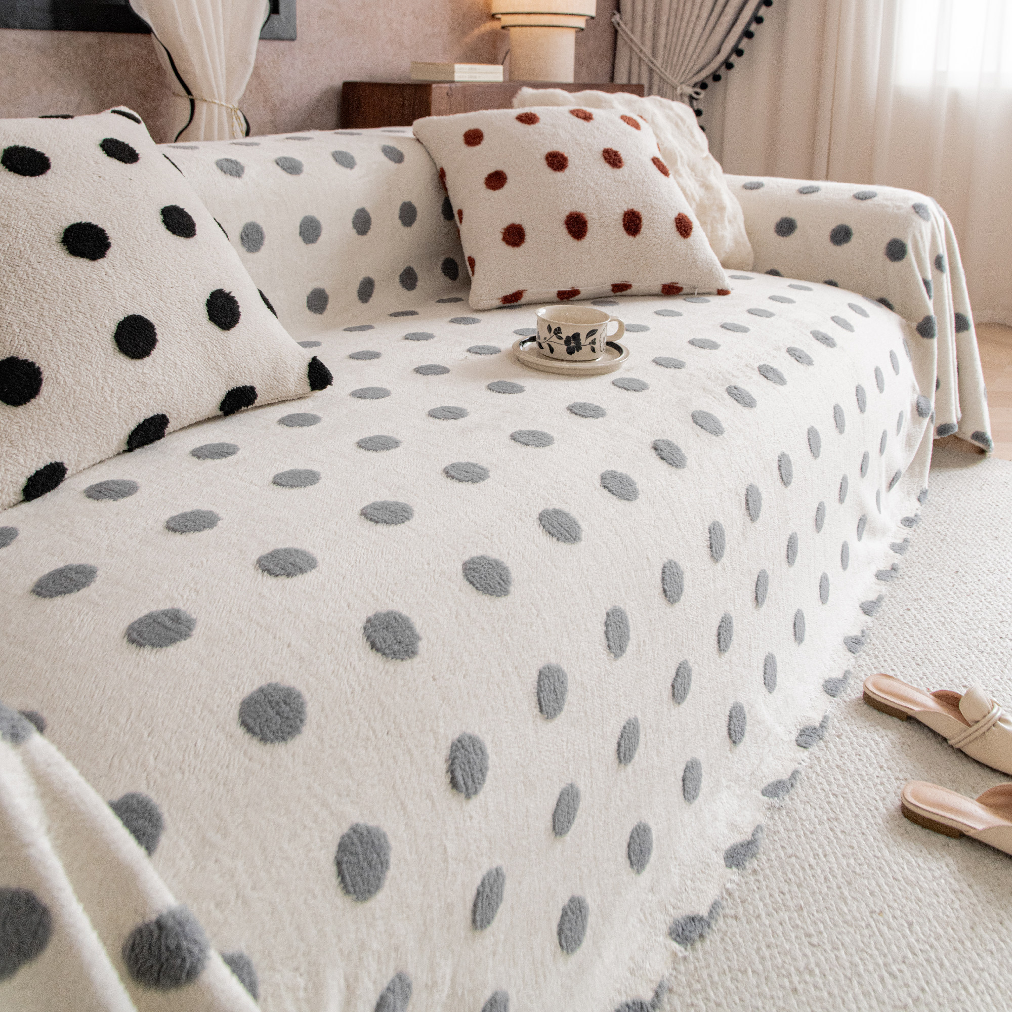 霏彩舒棉绒沙发垫冬加厚2025新款毛绒固定防滑一片式坐垫子盖布套