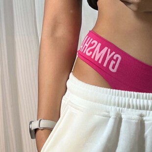 GYMSHARK美式运动内裤纯棉丁字裤字母宽边高腰性感隐形细带三角裤
