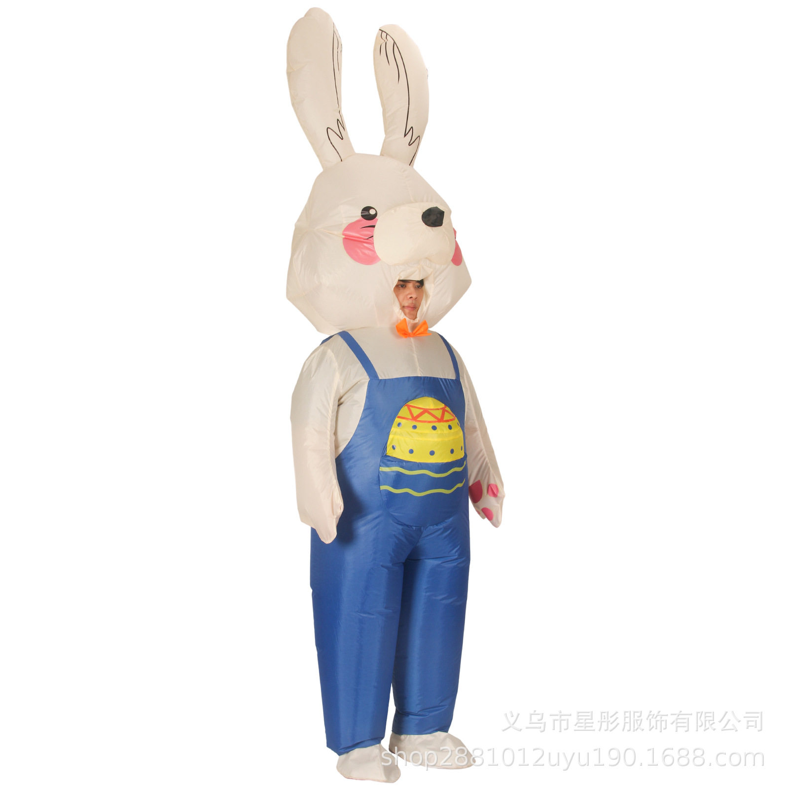 跨境复活节兔子充气服装露脸彩蛋背带兔表演服万圣节卡通人偶服厂