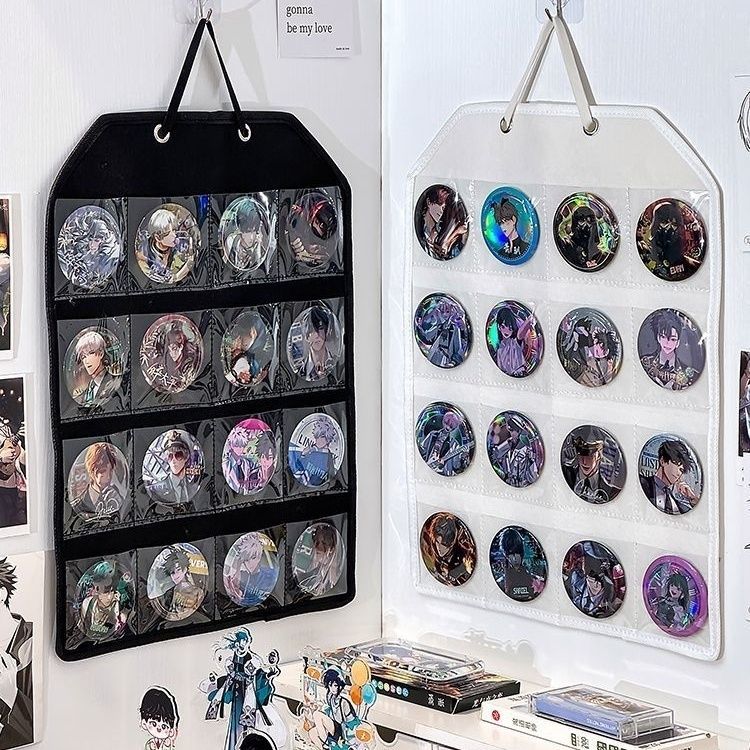 吧唧展示架壁挂防尘谷美痛墙周边小卡毛毡分格徽章谷子收纳挂袋