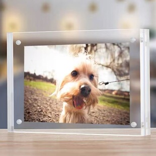 ins吧唧明信片拍立得加厚展示相框磁吸亚克力水晶照片框摆台567寸