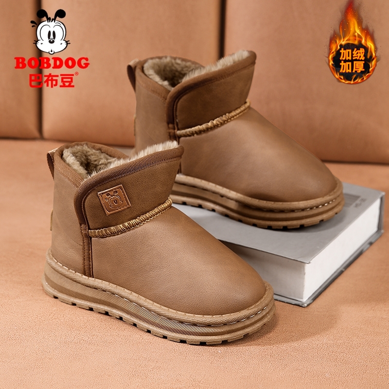 巴布豆男女童雪地靴加绒加厚保暖