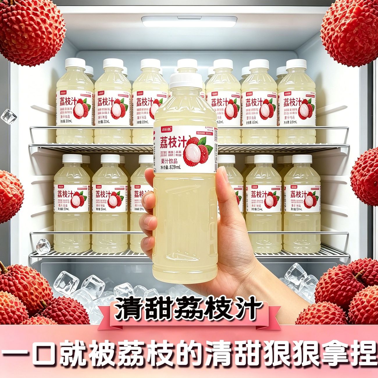 鲜果榨汁荔枝汁1.25L*4瓶大瓶