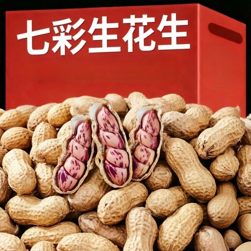 带壳七彩生花生彩色花生米