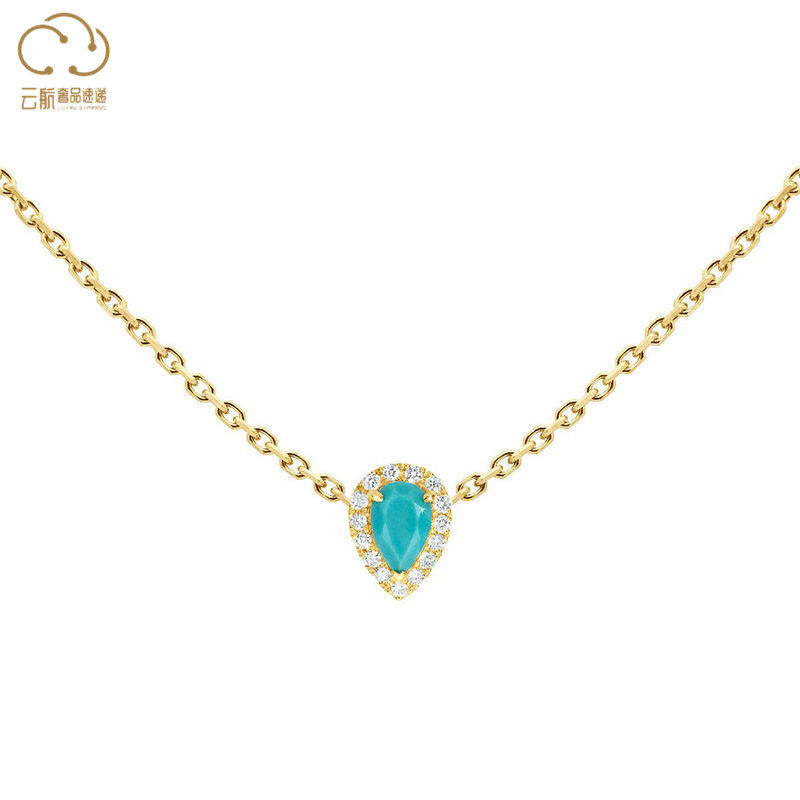 redline/红绳女士经典水滴形绿松石镶 0.07 克拉钻石链式精致项链
