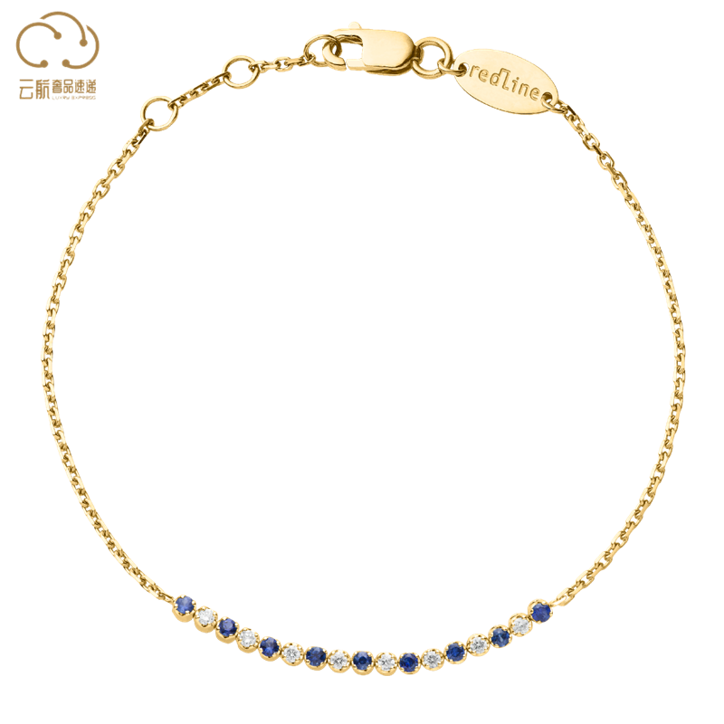 Redline红绳锐先女士手链 0.14克拉圆形钻石蓝宝石链制典雅魅力