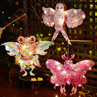 新年灯笼儿童手提发光古风创意蝴蝶花灯 幼儿园亲子手工diy材料包