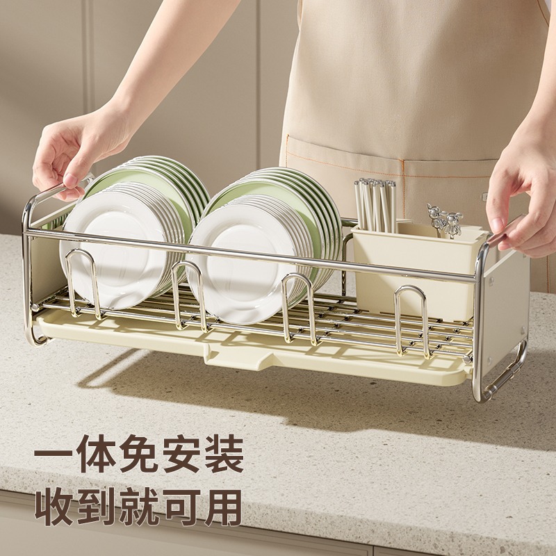不锈厨房放碗沥水架水槽收纳碗碟窄碗架晾碗筷碗盘多功能置物架