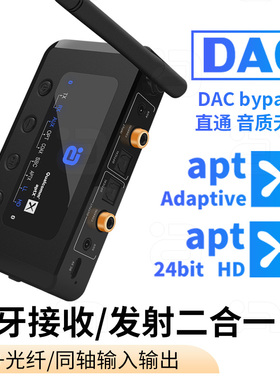 蓝牙音频发射接收器5.2光纤aux音箱功放电视电脑PC车载aptx二合一