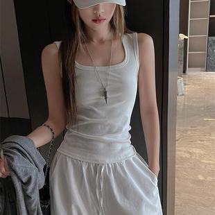 工廠方領遮副乳可外穿無袖 顯瘦上衣 吊帶小背心女白色內搭打底修身
