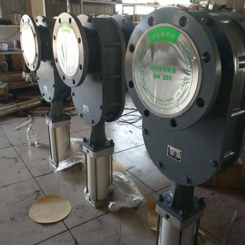供用MY642D-10Q型铸铁双闸板闸阀 法兰式气动出料阀 支持定制