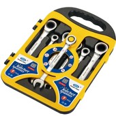 欧玛工具固定活动头棘轮s扳手扁塑架6件7件8件套装 高碳钢抛光镀铬