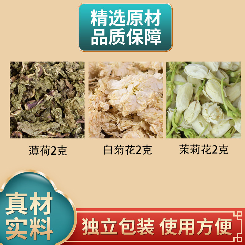 薄荷白菊花茉莉花组合