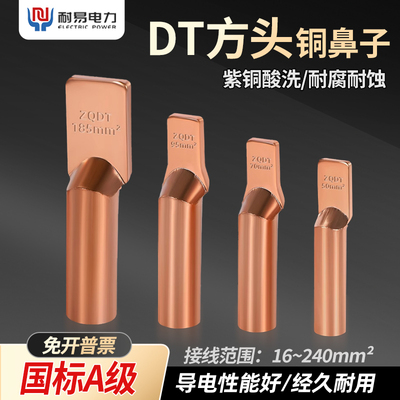 国标A级方头DT铜鼻子加厚ZQDT
