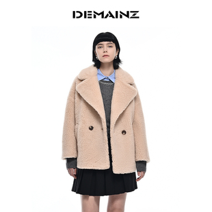 DEMAINZ地缦泰迪大衣短款 外套女羊羔毛大翻领加厚秋冬季 新款