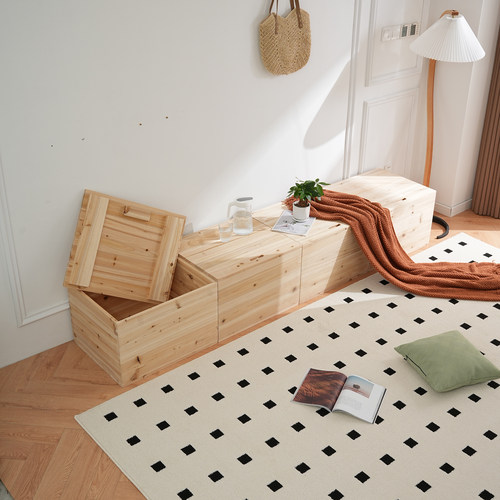 全实木榫卯结构榻榻米木箱子拼床