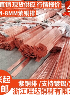 极速新品T2a紫铜排 扁铜 接地紫条排 TK3镀锡铜母 紫铜条铜方块汇