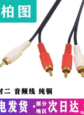 纯铜双莲花头音频线2rca二对二红白信号输出线AV通用DVD电视音响