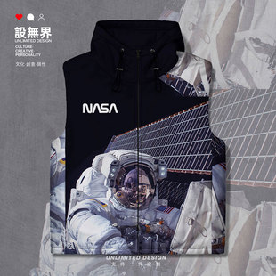 设无界宇宙太空漂浮NASA宇航员潮牌加厚马甲男女个性保暖冬马夹