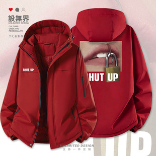 设无界女性性感嘴唇闭嘴红唇欧美另类加厚棉服男女新款棉衣外套