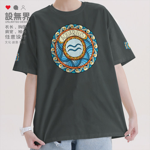 十二星座水瓶座Aquarius短袖T恤
