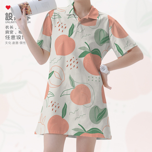 0017 设无界人间水蜜桃日系怪味少女POLO领连衣裙简约小个子夏季