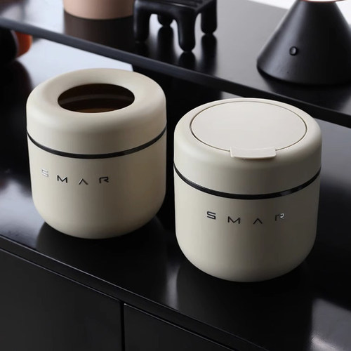 奶油风高颜值桌面垃圾桶