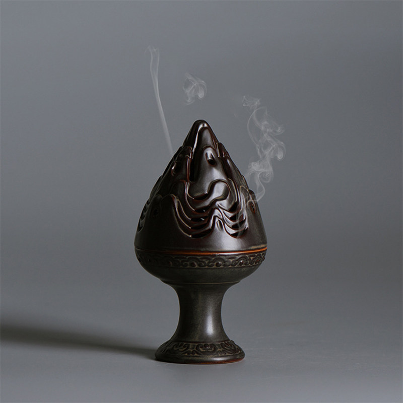 空山幽禅香器仿古陶瓷手工大号香炉薰香禅意空间盘香炉香道博山炉