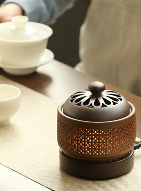 陶瓷电子香薰炉可调温电熏香炉家用香粉檀香精油小夜灯干烧电香炉
