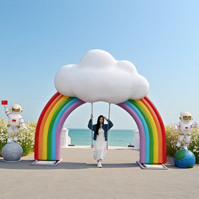 云朵秋千发光卡通彩虹摆件儿童游乐场夜景户外公园拍照梦幻主题