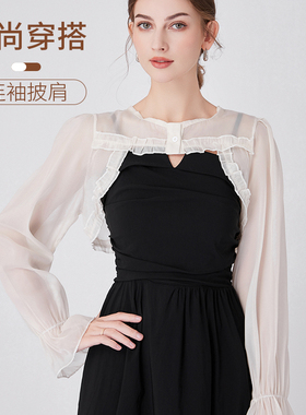雪纺连胸披肩女春秋冬时尚简约外搭装饰裙子吊带神器百搭显瘦神器